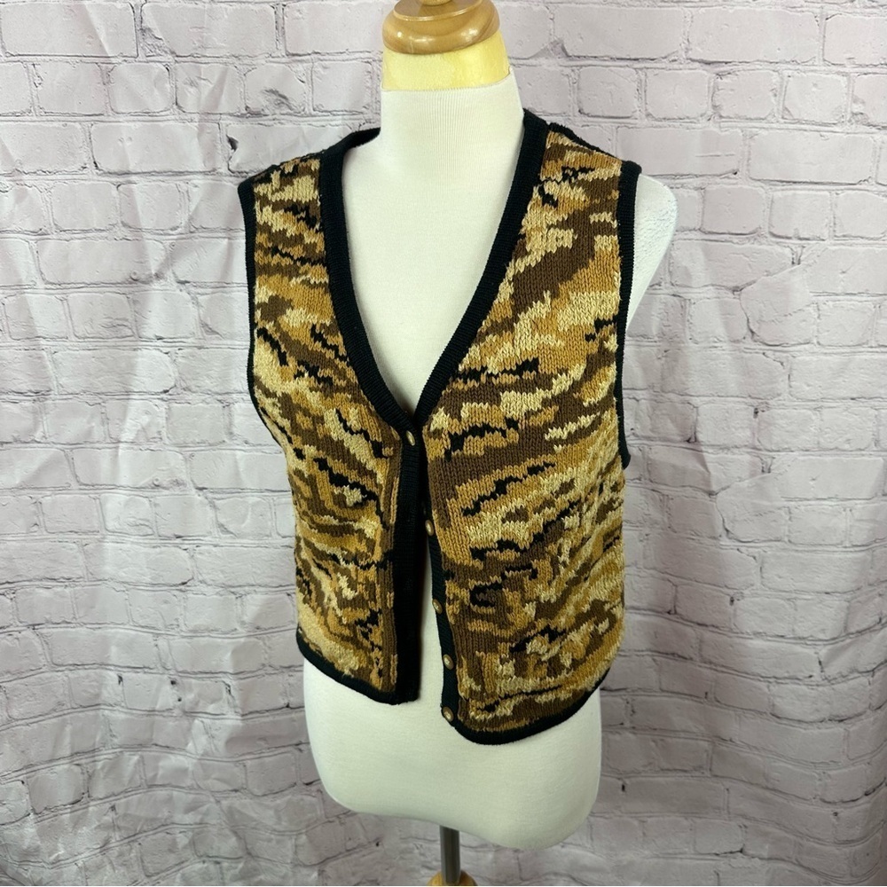 vintage LIZ wear Sweater vest 100% cotton sz medium granny core